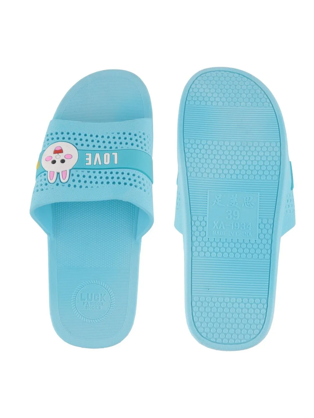 Adorable Blue Bunny Design Slide with LOVE Strap for Girl's