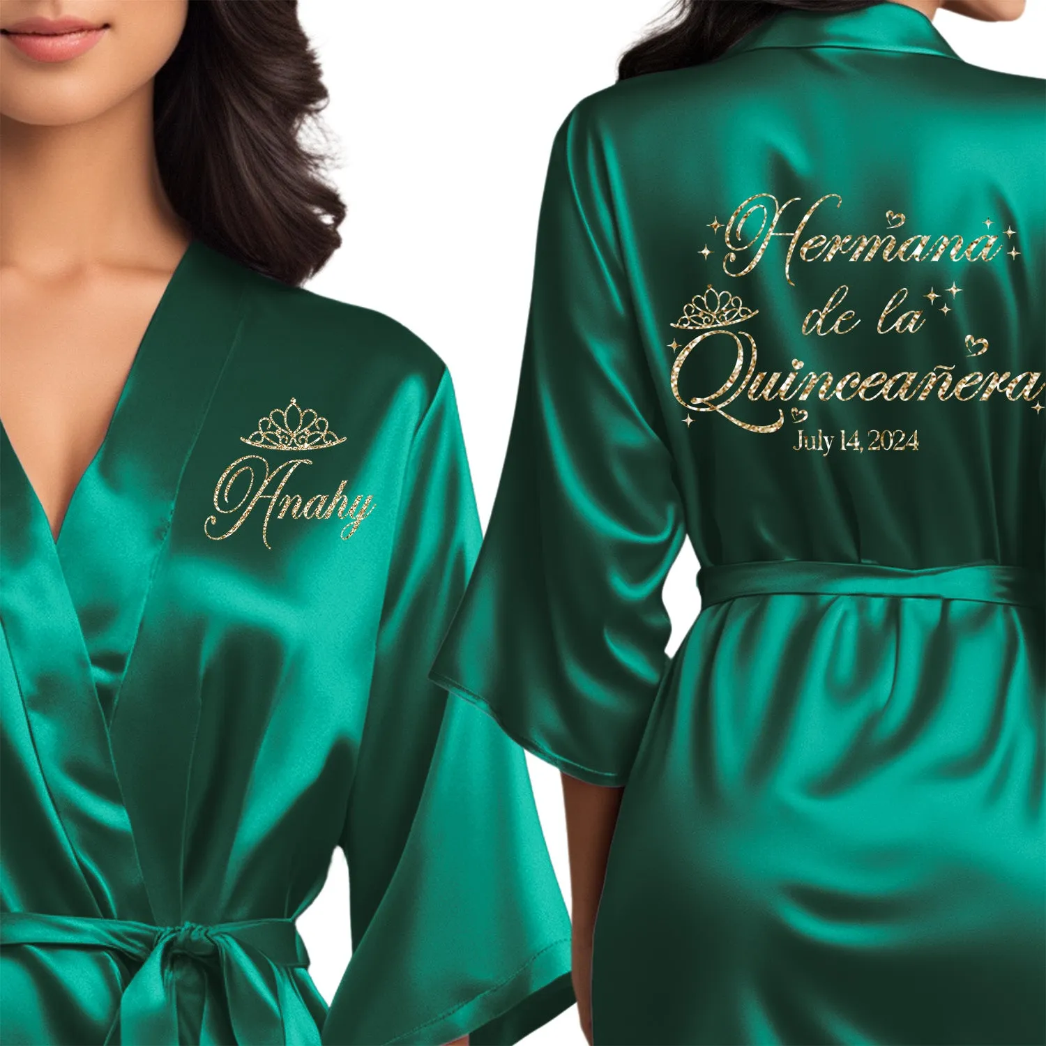 Personalized Emerald Green Mis Quince Años Robes