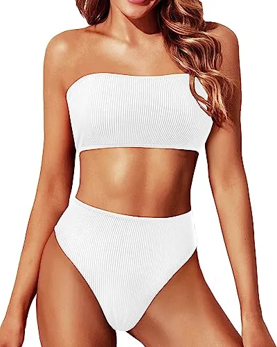Strapless High Waisted Thong Bikini Set