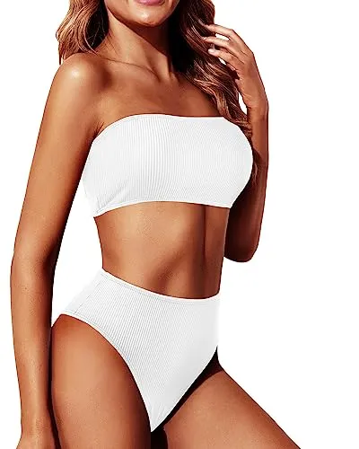Strapless High Waisted Thong Bikini Set